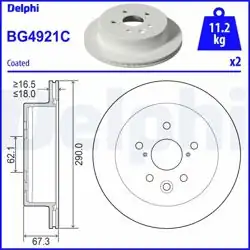 DELPHI BG4921C | Fren Diski (Çiftli Paket)-Boyalı, Delikli