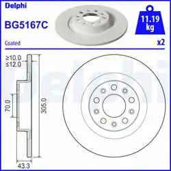 DELPHI BG5167C | Fren Diski (Çiftli Paket)-Boyalı, Deliksiz