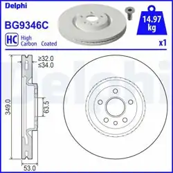 DELPHI BG9346C | Fren Diski (Tekli Paket)-Boyalı, Delikli