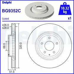 DELPHI BG9352C | Fren Diski (Tekli Paket)-Boyalı, Delikli