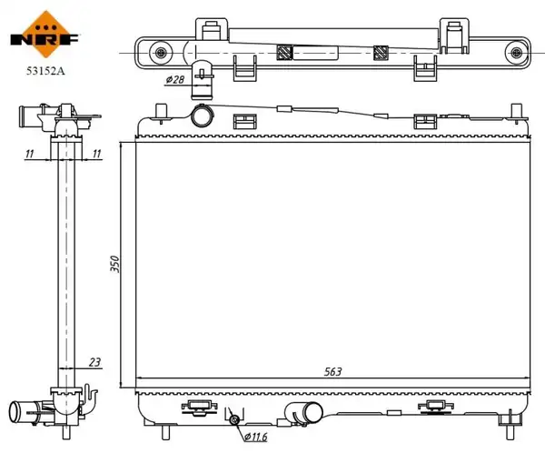 NRF 53152A | Motor Su Radyatörü Fiesta 1 25 16v 1 4 16v 08 B Max 1 4 16v 12 350x558x18