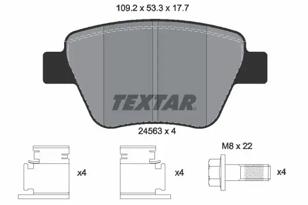 TEXTAR 2456301 | Fren Balatası Arka Caddy Golf6 Jetta A3