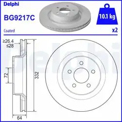 DELPHI BG9217C | Fren Diski (Tekli Paket)-Boyalı, Delikli