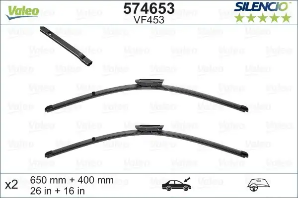 Valeo 574653 Silecek Seti X Trem 650 400mm Flat Blade Renault Laguna III 07 65 40