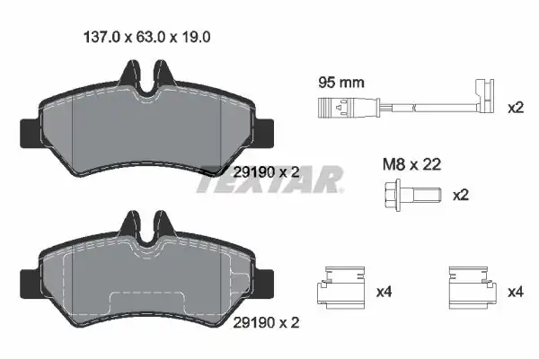 TEXTAR 2919001 | Fren Balatası Arka Sprinter Crafter Fişli