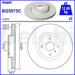 DELPHI BG5075C | Fren Diski (Çiftli Paket)-Boyalı, Deliksiz