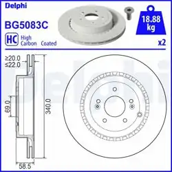 DELPHI BG5083C | Fren Diski (Çiftli Paket)-Boyalı, Deliksiz