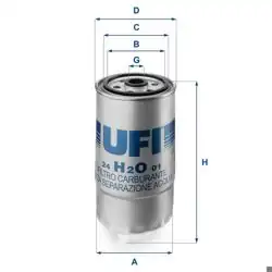 UFI 24.H2O.01 | Yakıt Filtresi Daily III 2.9/3.0 99-07 Cherokee KJ 2.5/2.8 01- Ducato 2.3 JTD Sorento/Starex-H1
