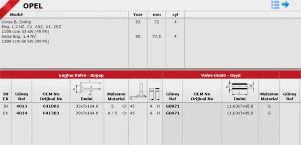 GÜNEŞ G0871 | Gayd Tk 8v Opel Astra Corsa 1 4 8v 2036306