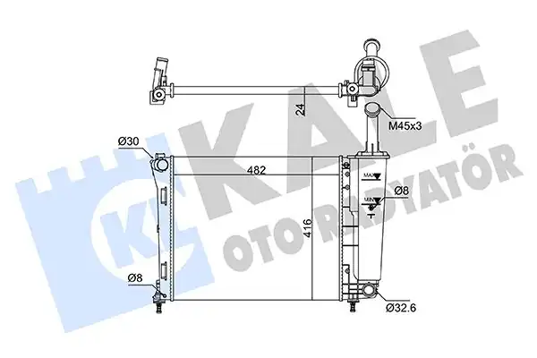 Kale Radyatör 363060 Su Radyatörü Fiat 500 Panta 1 2 08 12 Ac M-T Mekanik 482x416x24