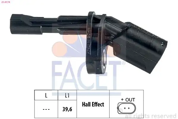 FACET 21-0174 | ABS Sensörü Arka Sağ Passat 11 15 CC 09 12 Tiguan 12 Touran 11 15 Q3 12 14 Sharan Alhambra 11 16