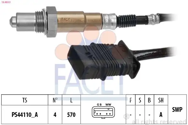 FACET 10.8553 | Oksijen Sensörü BMW F20/F23/F30/F80/F34/F33/F83/F36/F10/F11/X1/X3/X4/X5/Z4 N20/N26