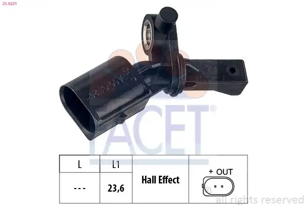 FACET 21-0221 | Tekerlek Hız Sensörü Sol Arka Arona Ibiza Kamiq Scala Polo 17 Chyb Dfna Dkla Czpc Dkzc Dpca
