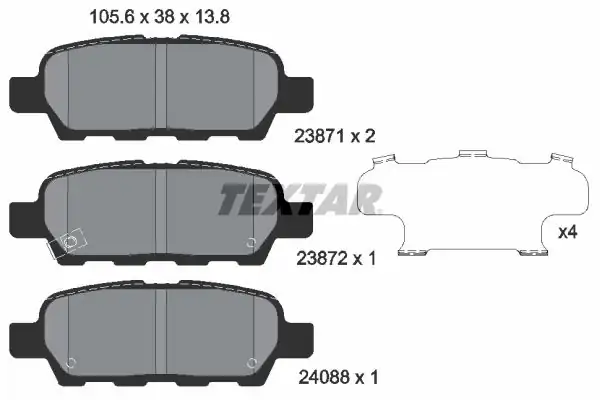 TEXTAR 2387101 | Fren Balatası Arka Qashqai X-Trail T30 T31 Juke F15 Fx35 Fx45 Pulsar C13 Grand Vitara Jt Kaleos