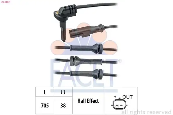 FACET 21-0102 | ABS Kablosu Sensörü Ön Megane III Fluence Scenic Grand Scenic Duster K4m K4m 838 839 729
