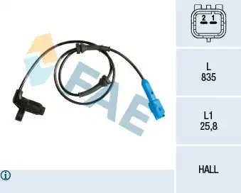 FAE 78140 | ABS Hız Sensörü Ön Sağ Sol P206 P206 T3e Boy 830mm