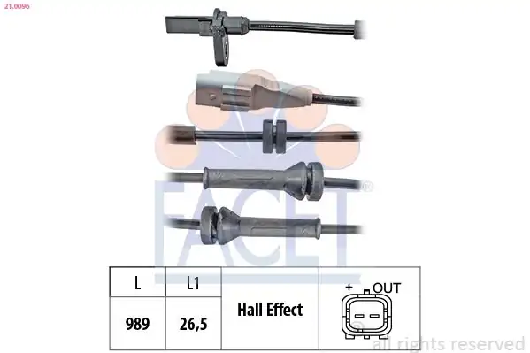 FACET 21-0096 | ABS Kablosu Sensörü Arka Berlingo 08 C4 Picasso 07 13 5008 09 Partner 08