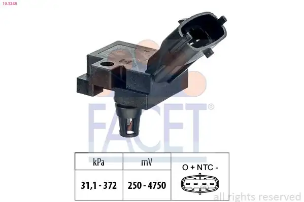 FACET 103248 | Basınç Sensörü Volvo C30 C70 II S40 II S60 II S80 II V60 I 0