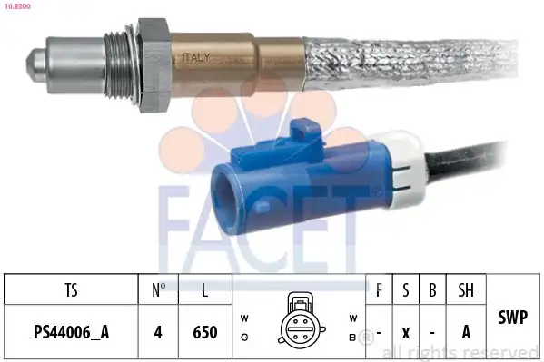 FACET 10-8300 | Oksijen Sensörü Focus C-Max 04 Focus II 05 Focus III 1 6 13 Volvo C30 07 12 S40 04 435mm