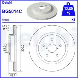 DELPHI BG5014C | Fren Diski Arka Havalı (Subaru: Levorg 1.6 2016-/ Outback 2.0-2.5 2015 -)