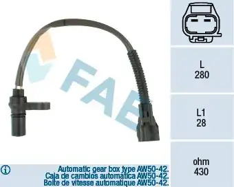 FAE 79123 | Krank Sensörü Volvo S40 İ 644 1 8 95 08 V40 645 1 8 95 00 Otomatik Şanzıman Aw50 42