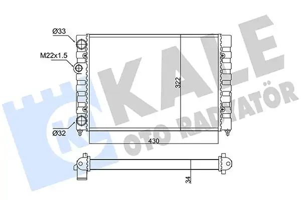 Kale Radyatör 348230 Motor Su Radyatörü Golf III Jetta Mekanik Şanzıman 430x322x34