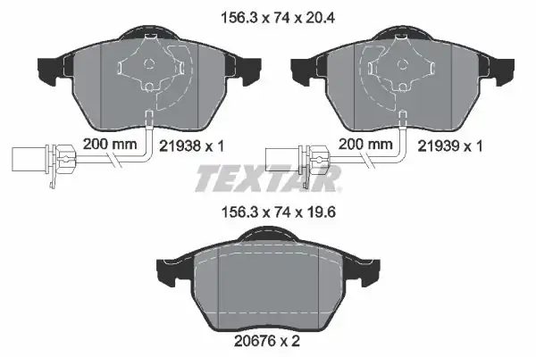 TEXTAR 2193801 | Fren Balatası VW Passat A4 A6 1 8t Ön Fişli 881489