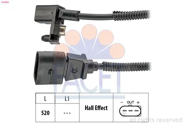 FACET 9-0443 | Krank Devir Sensörü Polo 02 05 A2 00 05 Cordoba 03 05 Ibiza 02 05 Fabia 00 04