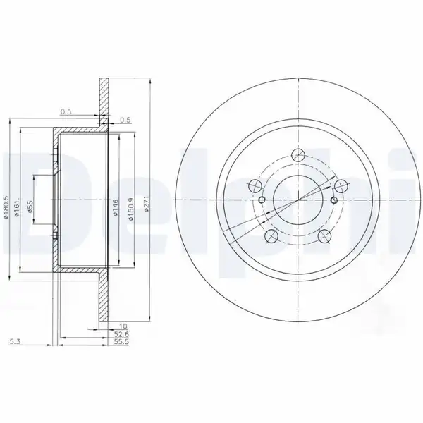 DELPHI BG3922 | Fren Disk Arka Düz Toyota Avensis 00 02 271 5