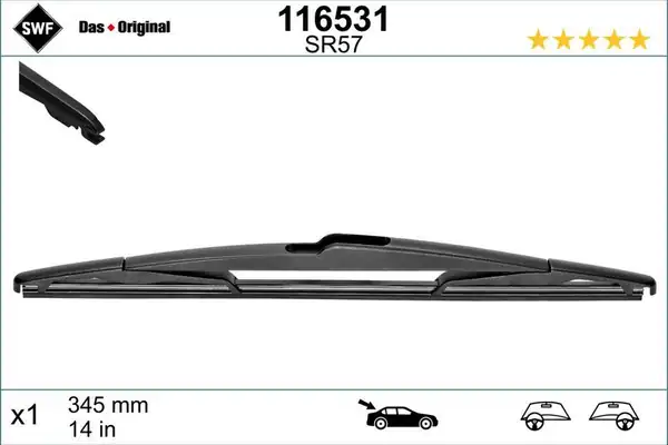 Valeo 116531 Silgi Süpürgesi Arka 35cm Honda Jazz III Mazda 2 Series