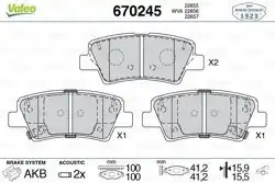 VALEO 670245 | Fren Balatası Arka Hyundai Accent Blue 11-/ Bayon 21-/ Elantra 11-/ i20 15-/ i30 11-/ I40 11-/ Tucson 08-10 Tucson 2015-/ Sonata 07 -