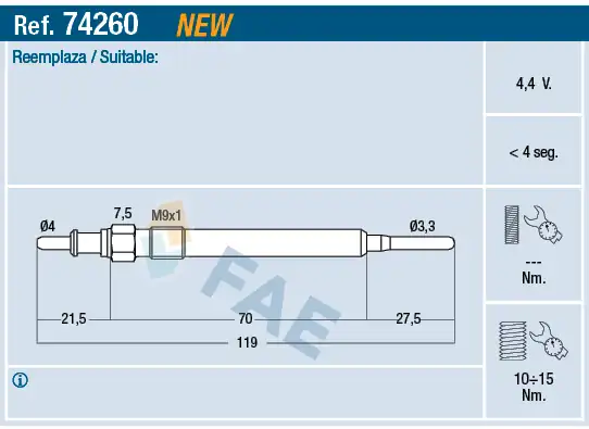 FAE 1826357 | Isıtma Bujisi Astra J
