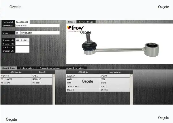 FROW ALTTAKIM 2271215001 | Z Rot Stabilizer Ön Sağ Sol Opel Movano B 2 Adet