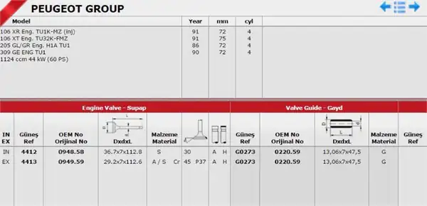 GÜNEŞ 4412-4413 | Takım Subap 8v Peugeot 205 305 405 106i 306i P206 P306 P405 P205 P106 Tu1m Tu3jp Tu3m Tu3 2