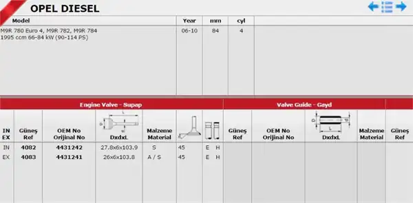 GÜNEŞ 40822-40832 | Subap Takım 16v Nissan Qashqai 07 12 2 0 dCi 2058795