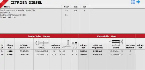 GÜNEŞ G0296 | Subap Gaydı 206 306 406 806 Expert Partner Berlingo Jumpy Xsara Picasso 2 0 Hdi 2 2 Hdi 16v