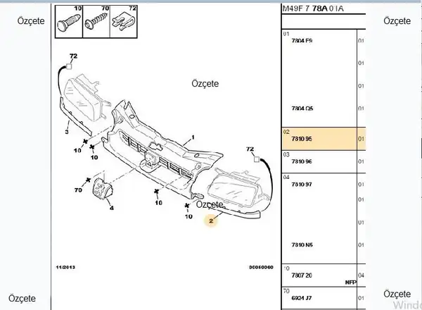 BİTAPART BPE309079 | Far Alt Kaşı Sol Peugeot Partner Citroen Berlingo 97 01