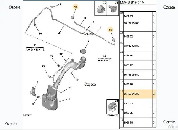 BİTAPART BPE309074 | Ön Cam Fiskiye Memesi Hortumlu 2lik Peugeot 301 Citroen C Elysee