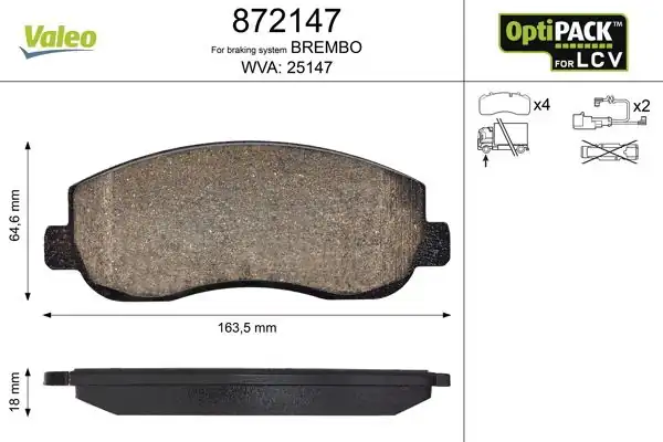 Valeo 872147 Fren Balatası Ön Master III Opel Movano B Master III Fişli