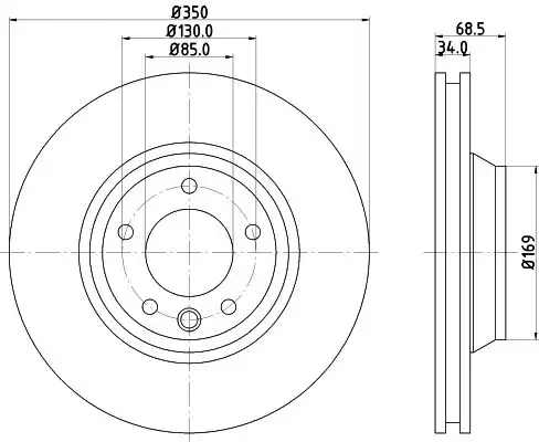 HELLA PAGİD 8DD355128-071 | Fren Diski Audi, Porsche, VW Cayenne (92A) , Cayenne (9Pa) , Q7 (4Lb) , Touareg (7La, 7L6, 7L7)