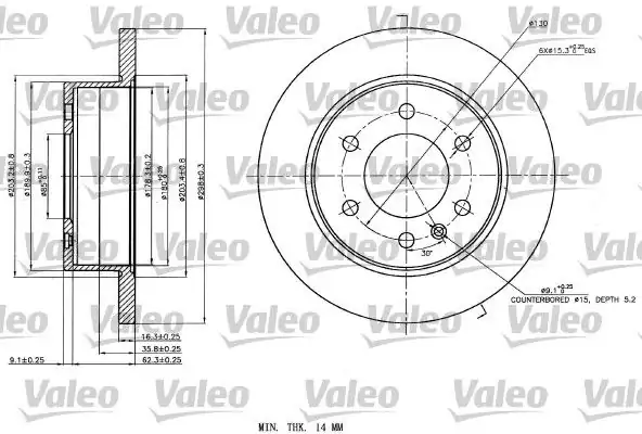 Valeo 187142 Arka Fren Diski 298x166 130 VW Crafter 06 16 Mercedes Sprinter 06 16