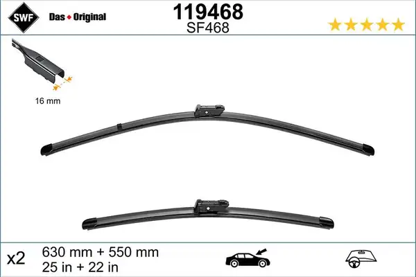 VALEO 119468 | Silecek Süpürgesi Takımı (630/550mm) VW Tiguan II 16-
