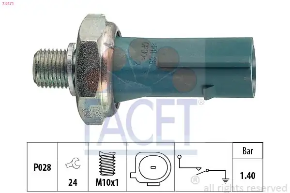 FACET 7-0171 | Yağ Basınç Müşürü 1 2 1 6 Bar Touareg 07 18 A5 08 11 A6 05 11 A8 04 17 Q7 07 15