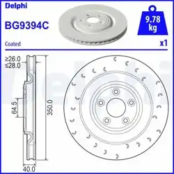 DELPHI BG9394C | Fren Diski (Tekli Paket)-Boyalı, Delikli