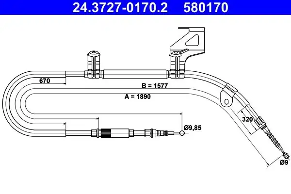 ATE 24.3727-0170.2 | VW Passat 97-05 Sağ El Fren Teli