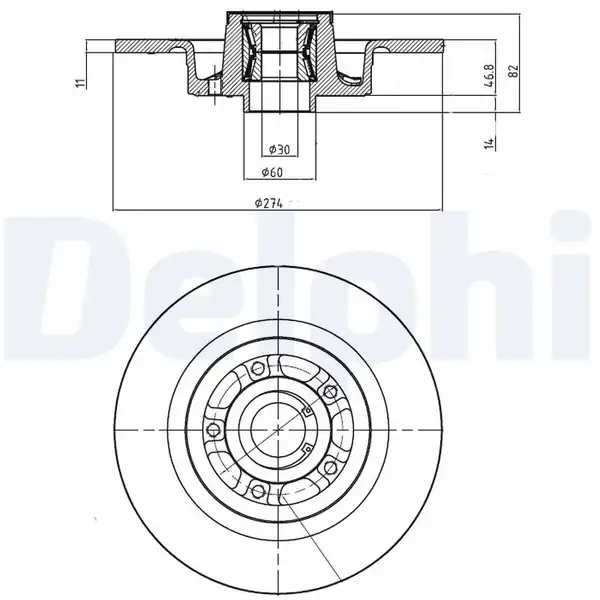 DELPHI BG9026RS | Arka Fren Aynası Renault Laguna II 01 07 Scenic II 05 08 274x11x5d