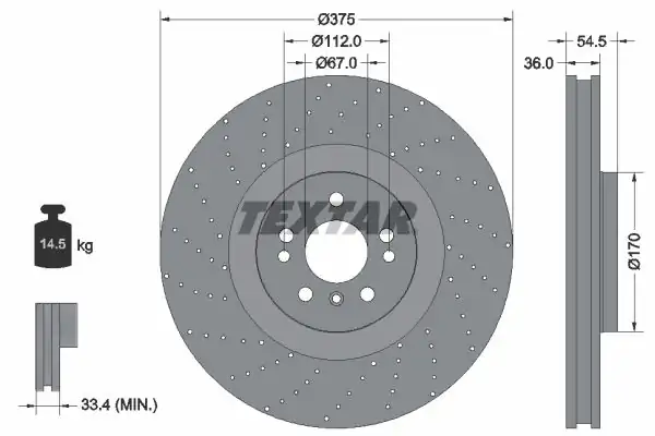 TEXTAR 92279805 | Fren Diski 166 Ön 350 400 500 2 Adet