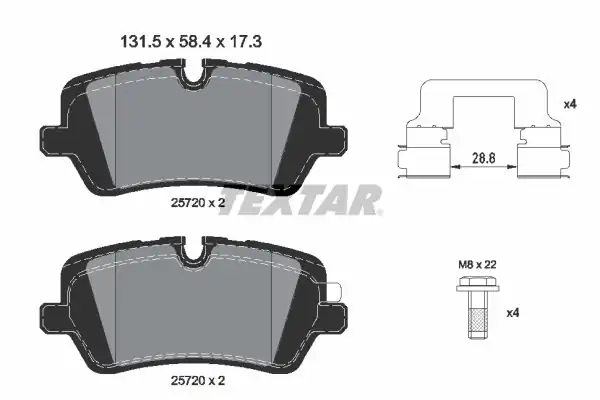 TEXTAR 2572001 | Fren Balatası Arka Land Rover Range Rover Sport 3 0 2012 15