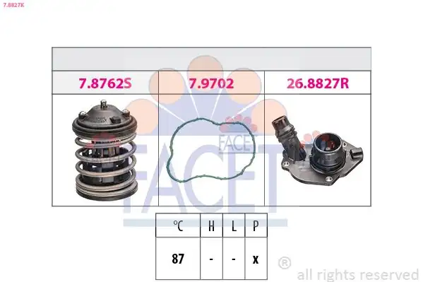 FACET 78827K | Termostat 87c Bmw E92 320d F10 535d
