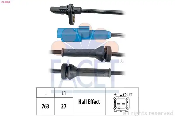FACET 210060 | Arka ABS Sensörü Citroen C3 09 Peugeot 207 208 301 C Elysee C3 Picasso